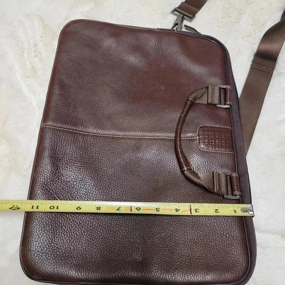 BOCONI BRYANT LEATHER SLEEVE BRIEFCASE LAPTOP TABLET DARK BROWN - Picture 9 of 11